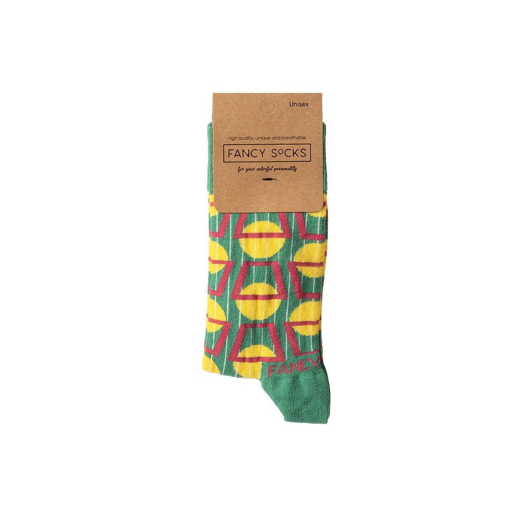 2 Pack Green and White Geometric Socks